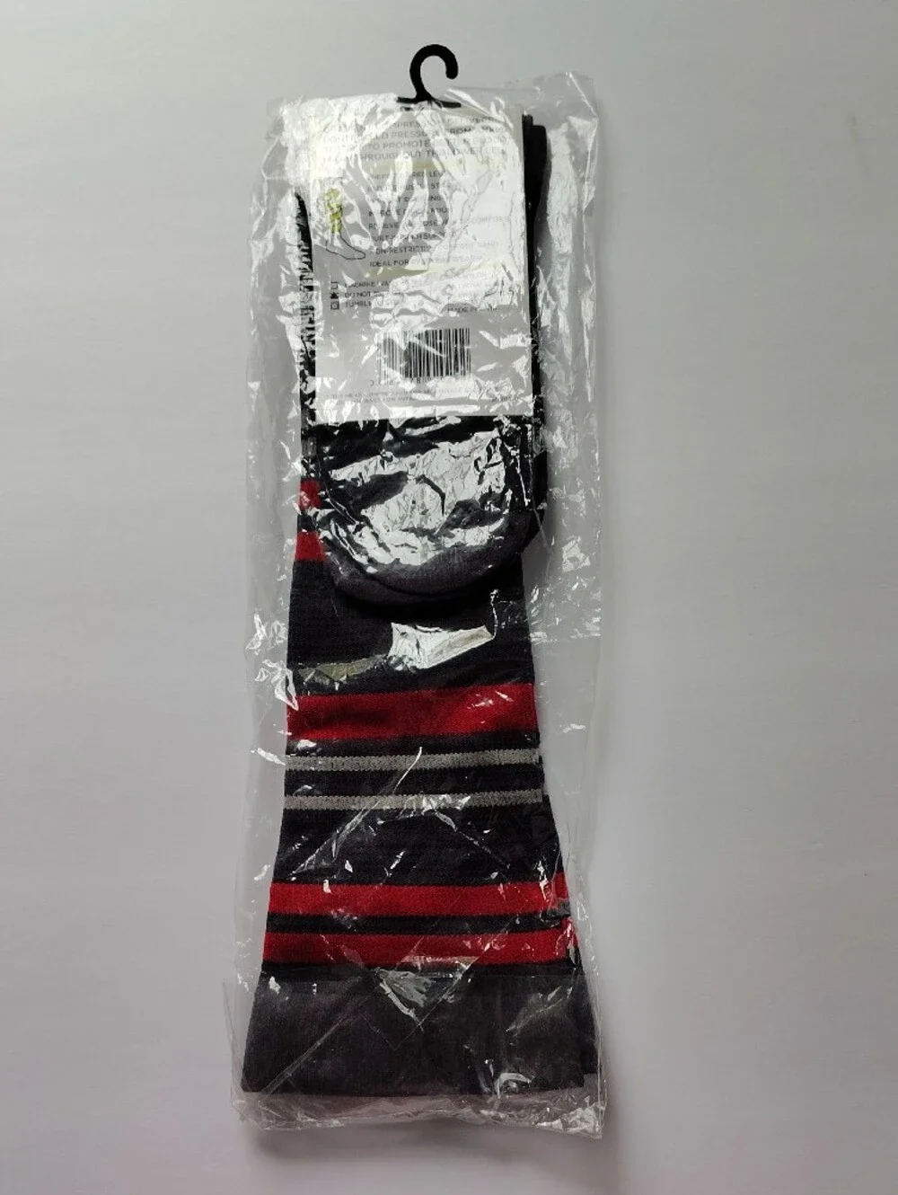 NEW Think Medical Men’s Size 10-14 Compression Socks Black Red & Gray Stripes WM